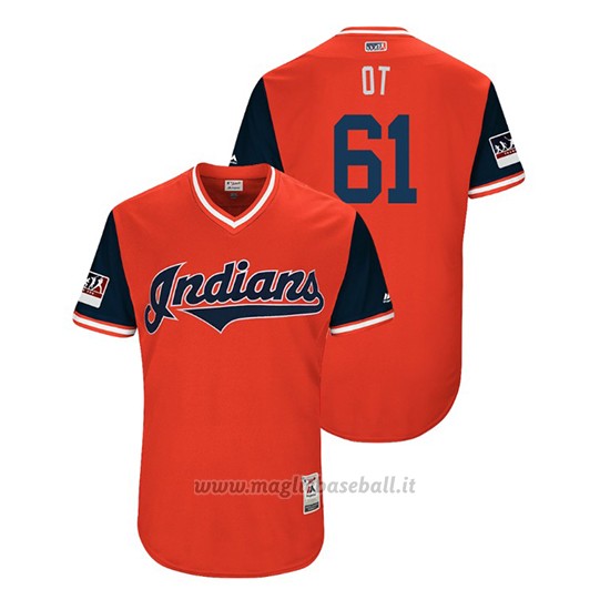 Maglia Baseball Uomo Cleveland Indians Dan Otero 2018 Llws Players Weekend Ot Rosso